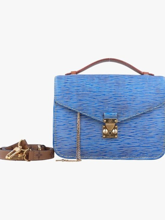 Louis Vuitton Handbags - Louis Vuitton Pochette Metis MM Monogram Brown Denim Blue Reverse Epi Handbag
